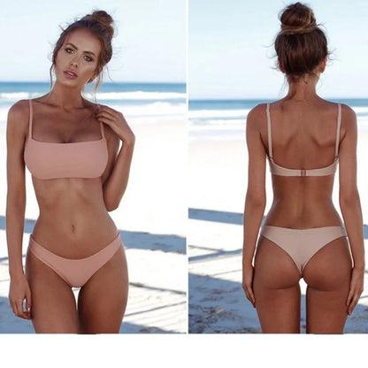 Sexy White Push Up Bikini Set Women Swimsuit Solid Micro Biquini Brazilian Plus Size Swimwear Female Low Waist Bathing Suit XL