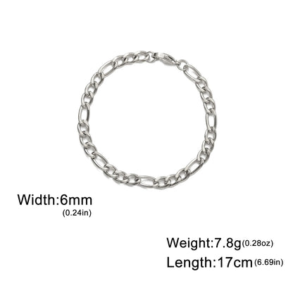 Pulsera de cadena Figaro sencilla para mujer, hombre, pareja, joyería para niño, color dorado, acero inoxidable, tendencia, moda punk, hip pop, regalo