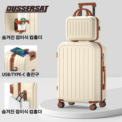 Maleta de 20, 22, 24, 26 y 28 pulgadas con ruedas y portavasos, ideal para viajes de negocios.