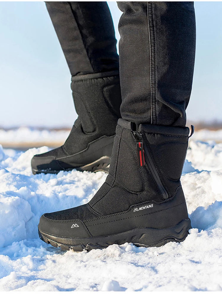 Botas de nieve de invierno para hombre, impermeables, con aislamiento, cálidas y cómodas para exteriores.
