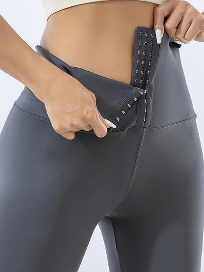 Pantalones de tiburón con botonadura alta cintura cintura compresión cadera levantamiento yoga pantalones Europa y Estados Unidos otoño e invierno Barbi