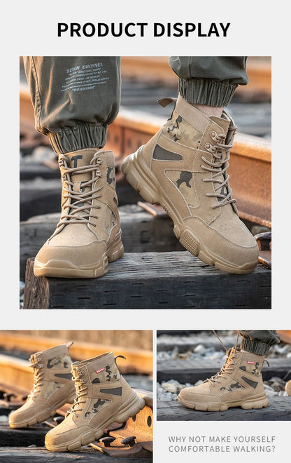Zapatillas indestructibles, zapatos de seguridad con puntera de acero, resistentes a perforaciones, botas tácticas