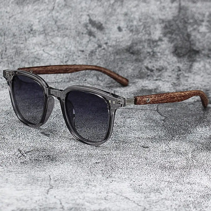 Gafas de sol modernas con vetas de madera retro para mujeres y hombres, nuevas gafas de sol con montura cuadrada, protección UV, gafas de ciclismo para exteriores y calle.
