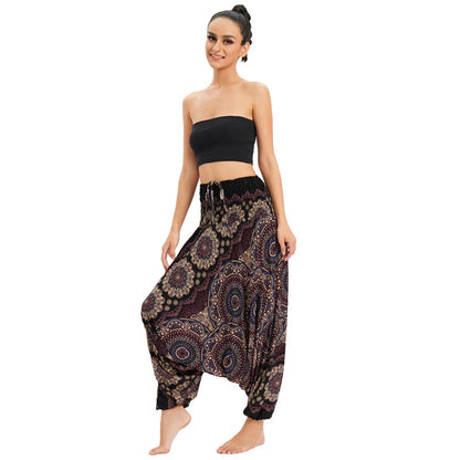 Bohemian Pants Women Pantalones Mujer Hippie High Waist Rayon Harem Baggy Boho Yoga Beach Wear Pour Femme Calca Feminina Printed