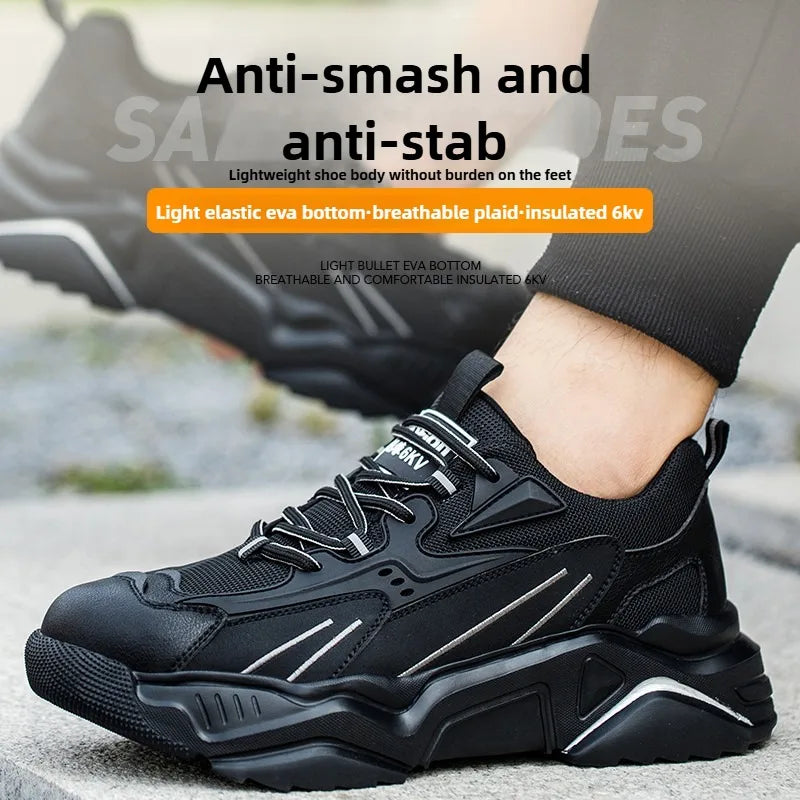 Safety Shoes Lightweight Breathable Steel Toe Anti Smash Puncture Proof Kevlar Soft Sole Insulated Work Sneakers for Men Women