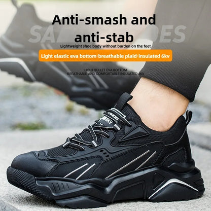 Safety Shoes Lightweight Breathable Steel Toe Anti Smash Puncture Proof Kevlar Soft Sole Insulated Work Sneakers for Men Women