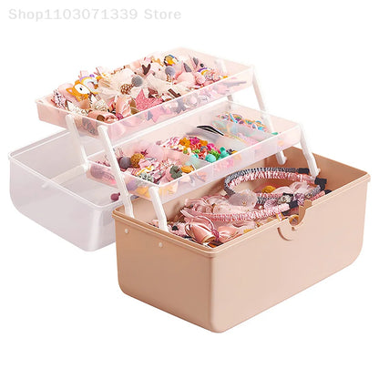Caja de almacenamiento de accesorios para el cabello para niños, cuerda para la cabeza de bebé, horquilla, banda de goma, organizador de joyas para la cabeza, linda caja de joyería para niña
