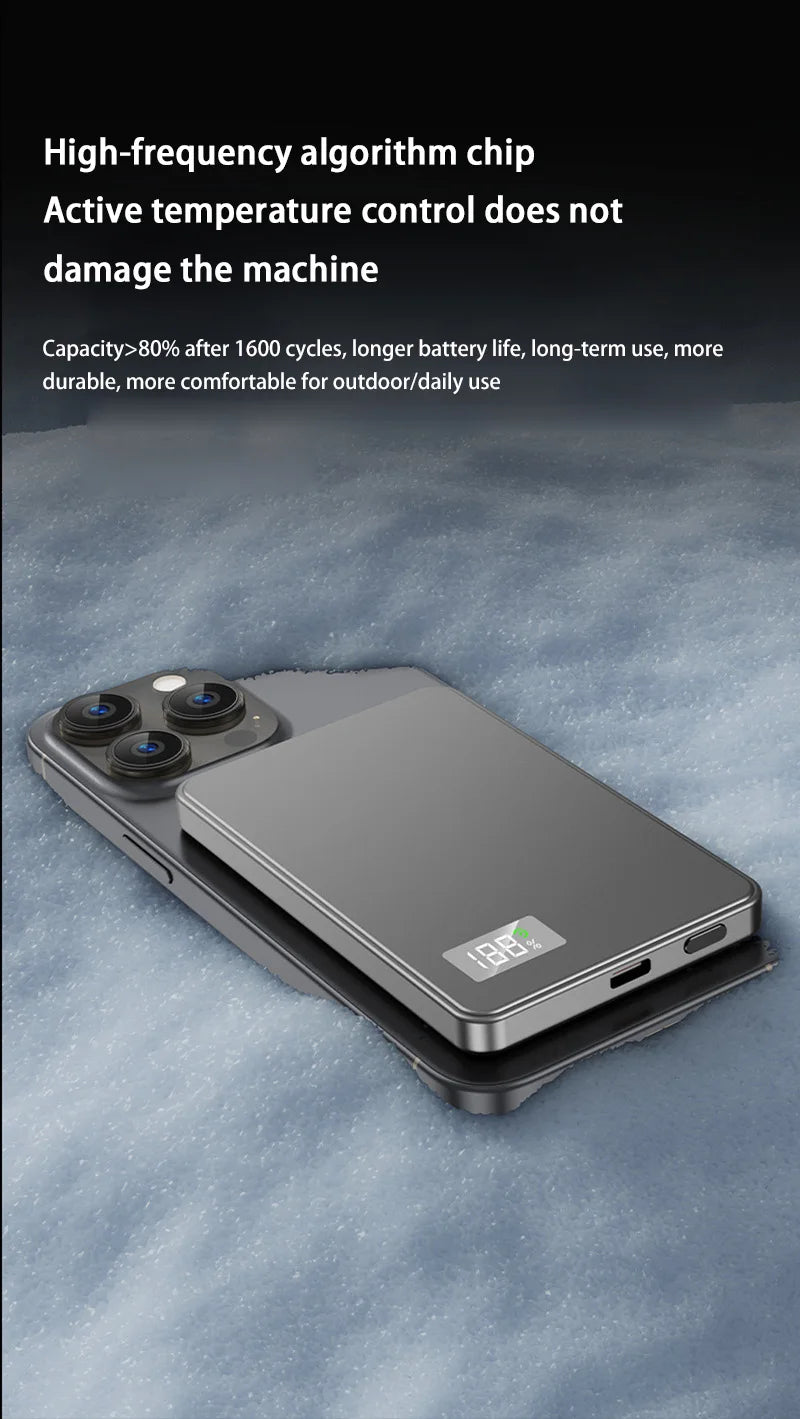 Batería externa magnética portátil Lenovo de 500.000 mAh, inalámbrica, PD22,5 W, carga rápida, compatible con Magsafe para iPhone y Samsung.