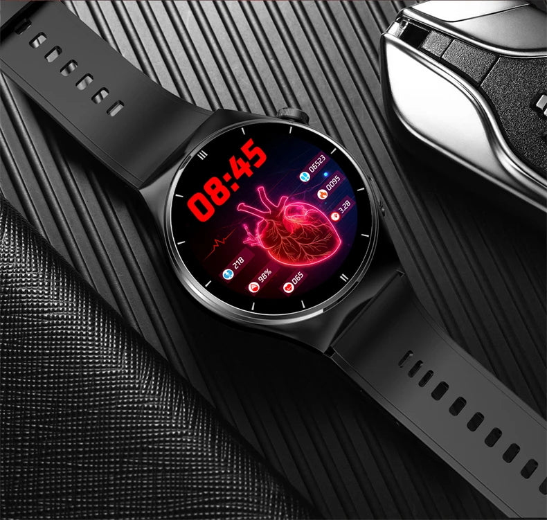 LIGE - Reloj inteligente para hombre de 1,46 pulgadas con terapia láser, control de lípidos, ácido úrico, VFC, llamadas, temperatura, deportivo y bienestar