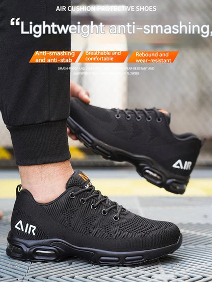 Calzado de seguridad para hombre, botas de trabajo ligeras, zapatillas con cámara de aire, zapatos de trabajo antiperforación, zapatos indestructibles con puntera de acero.