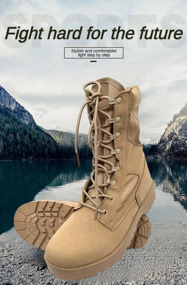 Botas tácticas de cuero para hombre, de nueva marca, para senderismo y actividades al aire libre. Botas transpirables hasta el tobillo.