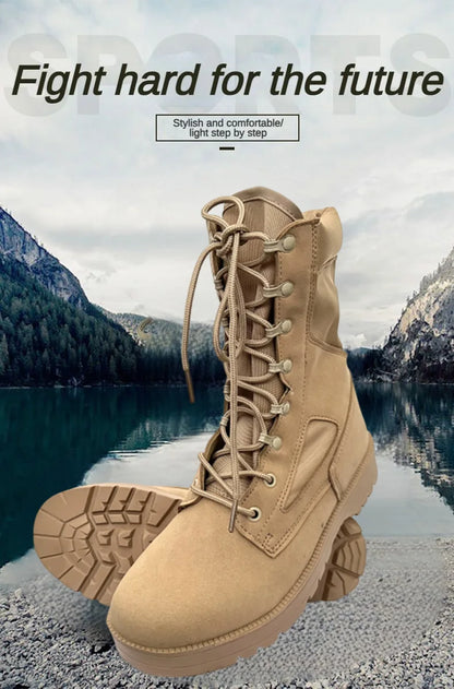 Botas tácticas de cuero para hombre, de nueva marca, para senderismo y actividades al aire libre. Botas transpirables hasta el tobillo.