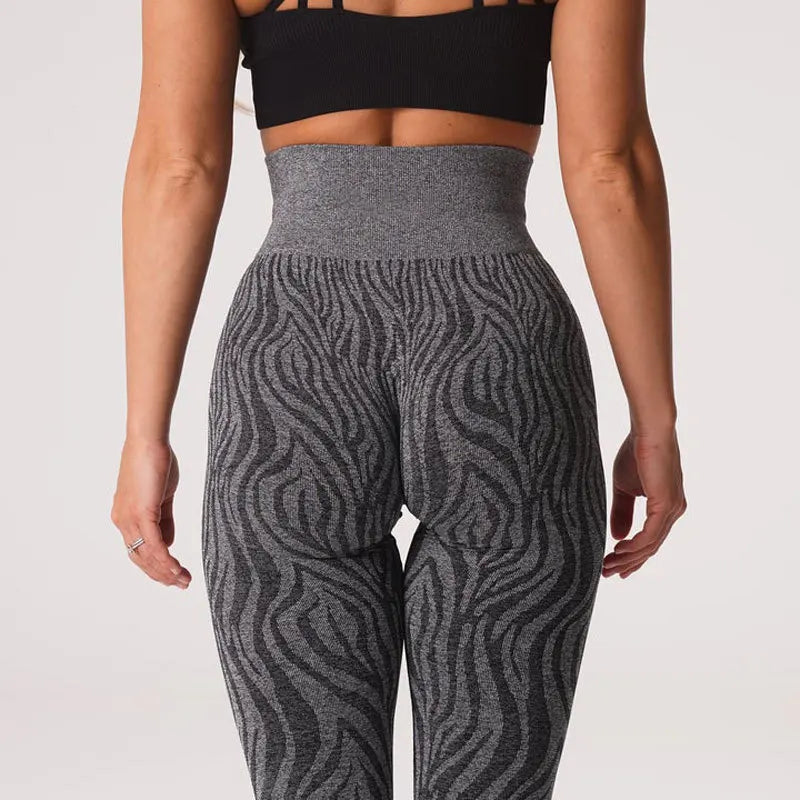 Pantalones de yoga de nueve puntos con estampado de leopardo y copos de nieve, leggings para mujer, pantalones deportivos de cintura sin costuras con estampado animal, ropa de mujer