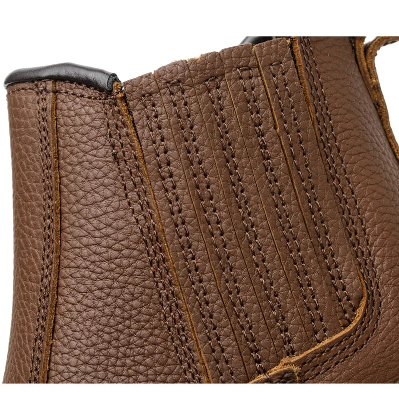 Botas de seguridad de cuero genuino para hombre. Botas protectoras indestructibles Goodyear para soldador con puntera de acero.