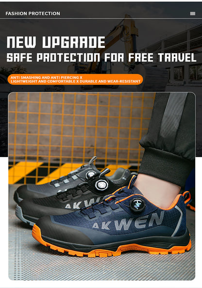 Nuevas botas de seguridad con hebilla giratoria para hombre, zapatillas de trabajo, botas para mujer, transpirables, con puntera de acero, resistentes a pinchazos.