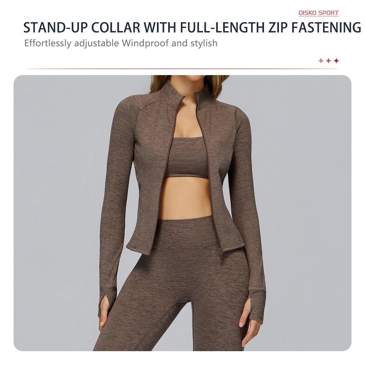 Conjunto deportivo Hearuisavy para mujer, chaqueta deportiva de manga larga con cremallera y bolsillos, ropa exterior ajustada de secado rápido para correr, pantalones de yoga de cintura alta