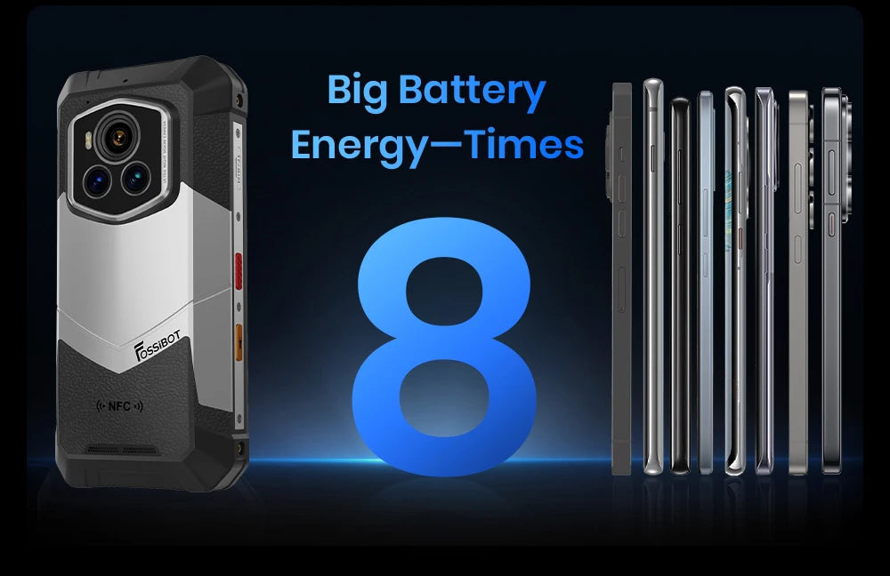 Teléfono móvil resistente Fossibot F107 Pro, 30 (12+18) GB + 512 GB, Android 15, batería de 28000 mAh, carga rápida de 66 W, cámara de 200 MP + 32 MP, 5G, NFC/GPS, doble linterna brillante.