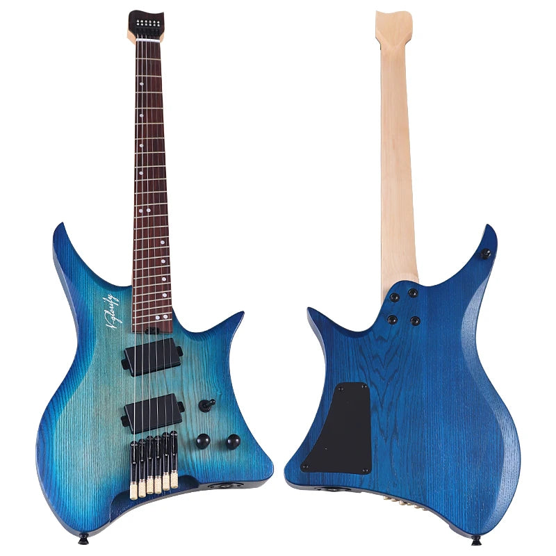Mini guitarra eléctrica de 6 cuerdas sin pala, 30 pulgadas, cuerpo de madera maciza de paulownia, mástil de arce.