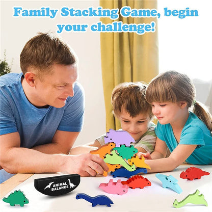 Bloques de equilibrio de madera, juguetes para niños, animales, dinosaurios, construcción, apilamiento, juegos de mesa altos, juguete Montessori de madera, regalo para niños