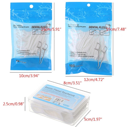 50/100 piezas de palillos de hilo dental, palillos de dientes, cepillos interdentales para limpieza dental, herramienta de higiene bucal.