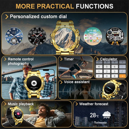 Nuevo reloj inteligente de negocios para hombre, pulsera impermeable de moda, reloj deportivo de lujo con monitor de ritmo cardíaco y sueño, reloj inteligente militar.