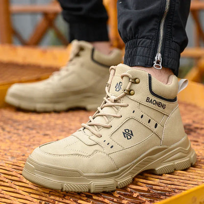 Botas de seguridad de caña alta para hombre, con puntera de acero y protección antipinchazos. Calzado de trabajo resistente y protector para la construcción.