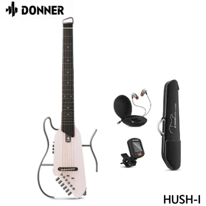 Donner HUSH-I Guitarra silenciosa inteligente de viaje, portátil, desmontable, guitarra folk de madera sin pala