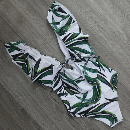 Traje de baño de una pieza 2025, bañador sexy de realce para mujer, monokini con volantes y hombros ajustables, traje de baño, ropa de baño