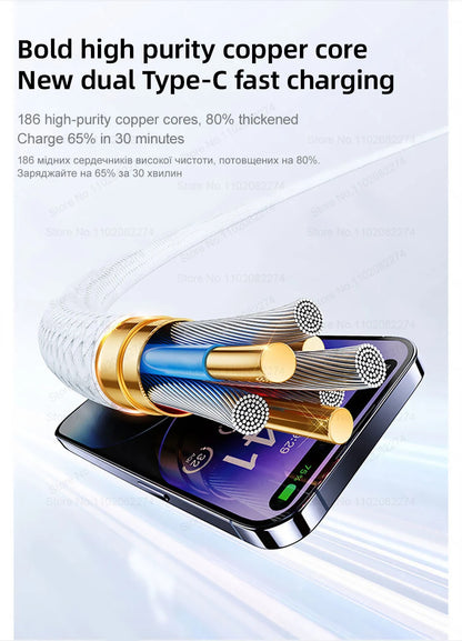 Cable USB C de carga rápida oficial PD de 60 W para iPhone 16, 15, 14, 13, 17 Pro Max, cable de datos tipo C tejido, accesorios de cargador, 1-10 unidades