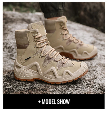 Botas tácticas para hombre con correas para entrenamiento de combate, impermeables, transpirables, ideales para senderismo y uso multifuncional en motocicleta.