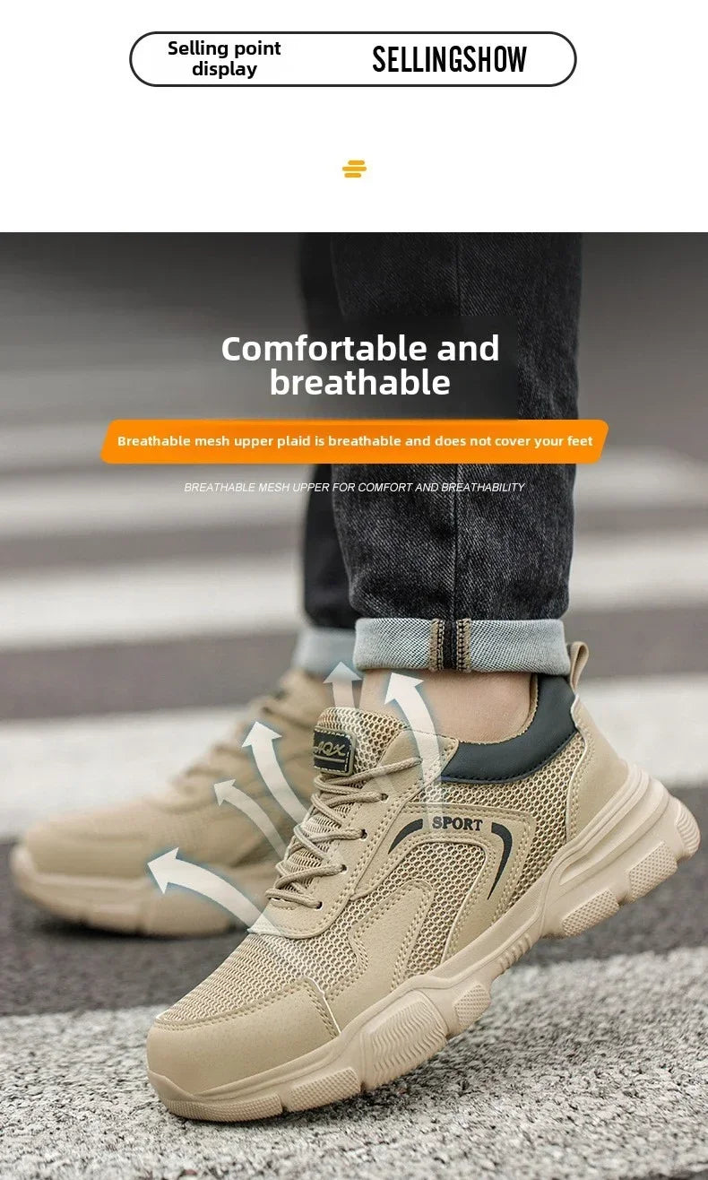 Zapatos de trabajo de seguridad transpirables para hombre – Zapatillas de verano a prueba de pinchazos con puntera de composite y protección aislante