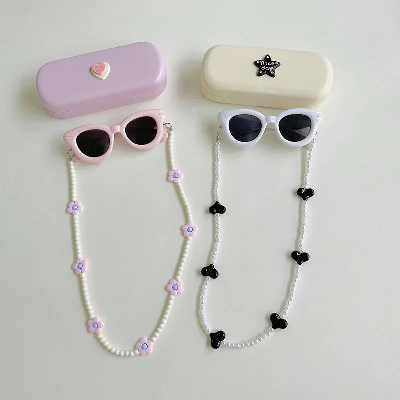 Caja de almacenamiento con collar y gafas de sol para niños, conjunto de gafas de sol para niñas, accesorios de viaje para playa, regalo para niños de 2 a 8 años