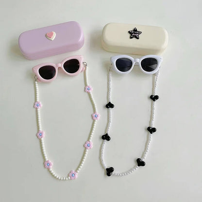 Caja de almacenamiento con collar y gafas de sol para niños, conjunto de gafas de sol para niñas, accesorios de viaje para playa, regalo para niños de 2 a 8 años