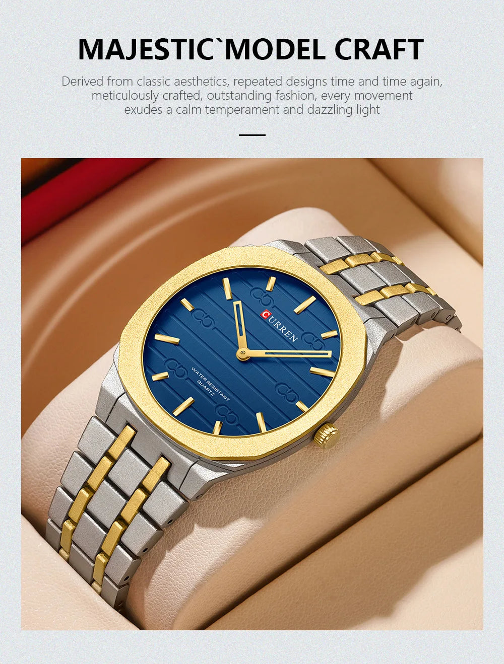 Reloj de cuarzo fino de la marca de moda CURREN, relojes de pulsera sencillos y personalizados con esfera de 38 mm resistente al agua