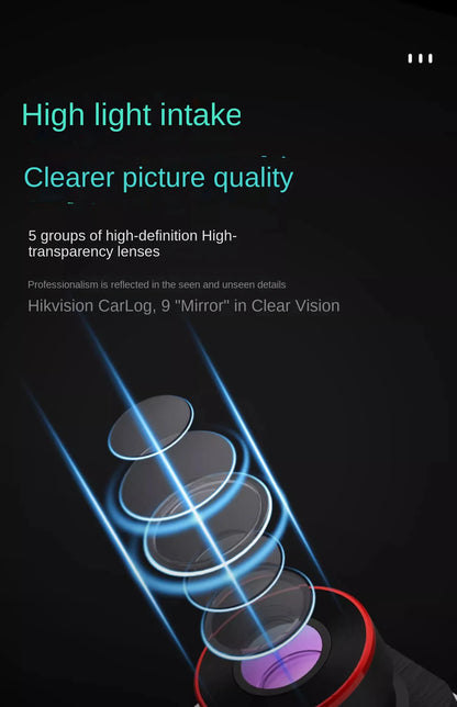 Grabadora de salpicadero Hikvision con cámara dual delantera y trasera, visión nocturna Starlight y pantalla de 3 pulgadas.