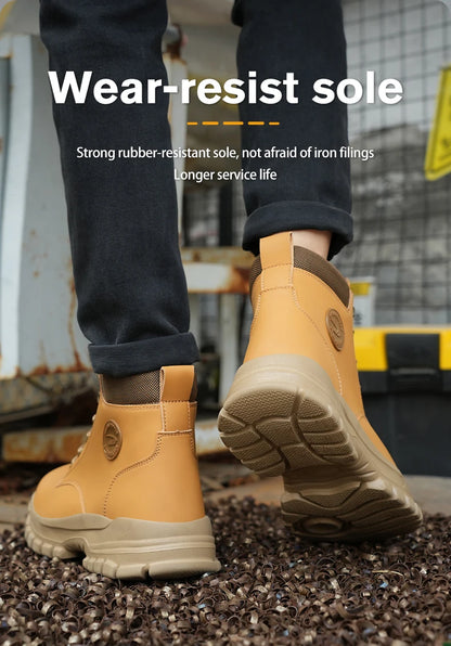 Zapatos con puntera de acero para hombre y mujer, zapatillas ligeras con puntera de acero antiaplastamiento, botas de trabajo indestructibles, calzado de seguridad para la construcción.