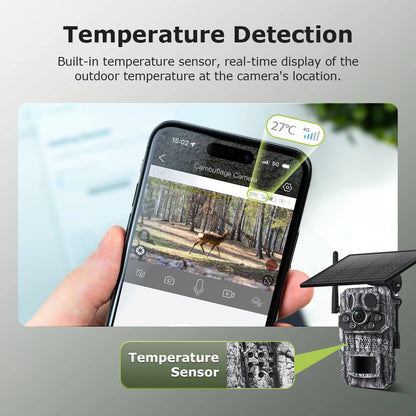Cámara de rastreo celular Ucon 4G LTE de 5 MP con energía solar, sensor PIR activado por movimiento, tiempo de disparo de 0,2 s, visión nocturna, para caza de vida silvestre.