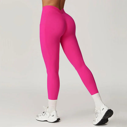 V-shaped Back Yoga Pants High Waist Leggings Gym Workout Tights Sport Women Fitness Female Legging Tummy Control Running Tights
