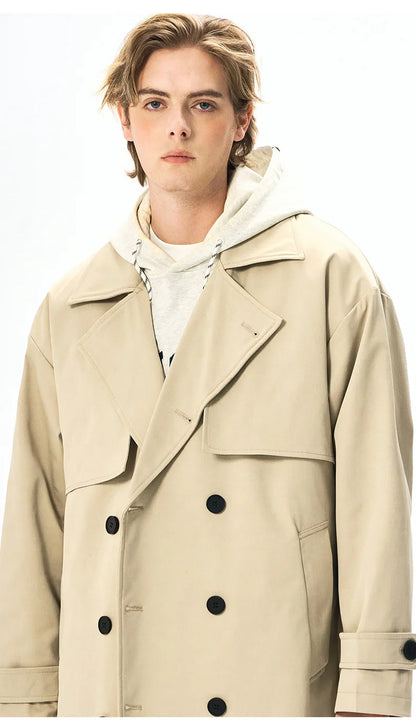 Chaquetas de hombre, abrigos de primavera para hombre, gabardinas, abrigos tipo streetwear, cortavientos, abrigos largos holgados de estilo business casual.