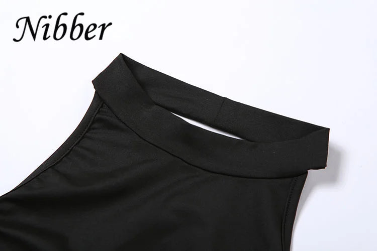 Vestido Nibber de moda para mujer, color liso, halter, sexy, espalda descubierta, abertura, bolso, corte ajustado, estilo cadera, colección verano 2025, rebajas, sencillo, vestidos