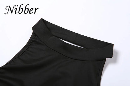 Vestido Nibber de moda para mujer, color liso, halter, sexy, espalda descubierta, abertura, bolso, corte ajustado, estilo cadera, colección verano 2025, rebajas, sencillo, vestidos