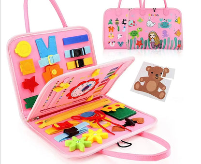 Tablero de actividades Montessori para niños pequeños, juguetes sensoriales, aprendizaje preescolar, actividades educativas de viaje para niños, habilidades motoras finas