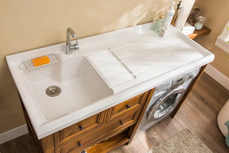 Lavadero moderno al por mayor con mueble y fregadero con lavadora