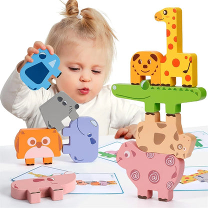 Juguetes Montessori para bebés, bloques de madera con forma de animales, juguetes para clasificar y apilar para niños de 2 a 4 años, regalos para niñas y niños, juguetes educativos para niños.