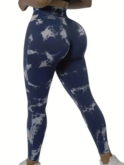 Mallas para mujer, leggings tie-dye, cintura alta, levanta glúteos, control de abdomen, push-up, sin costuras, pantalones de yoga, ropa deportiva para gimnasio.