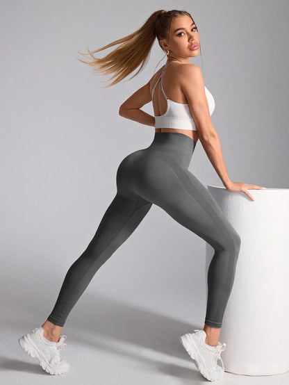 Women's High-Waist Seamless Yoga Leggings, Stretchy Compression Tummy Control Workout Pants, Quick-Dry Athletic Tights with Wide