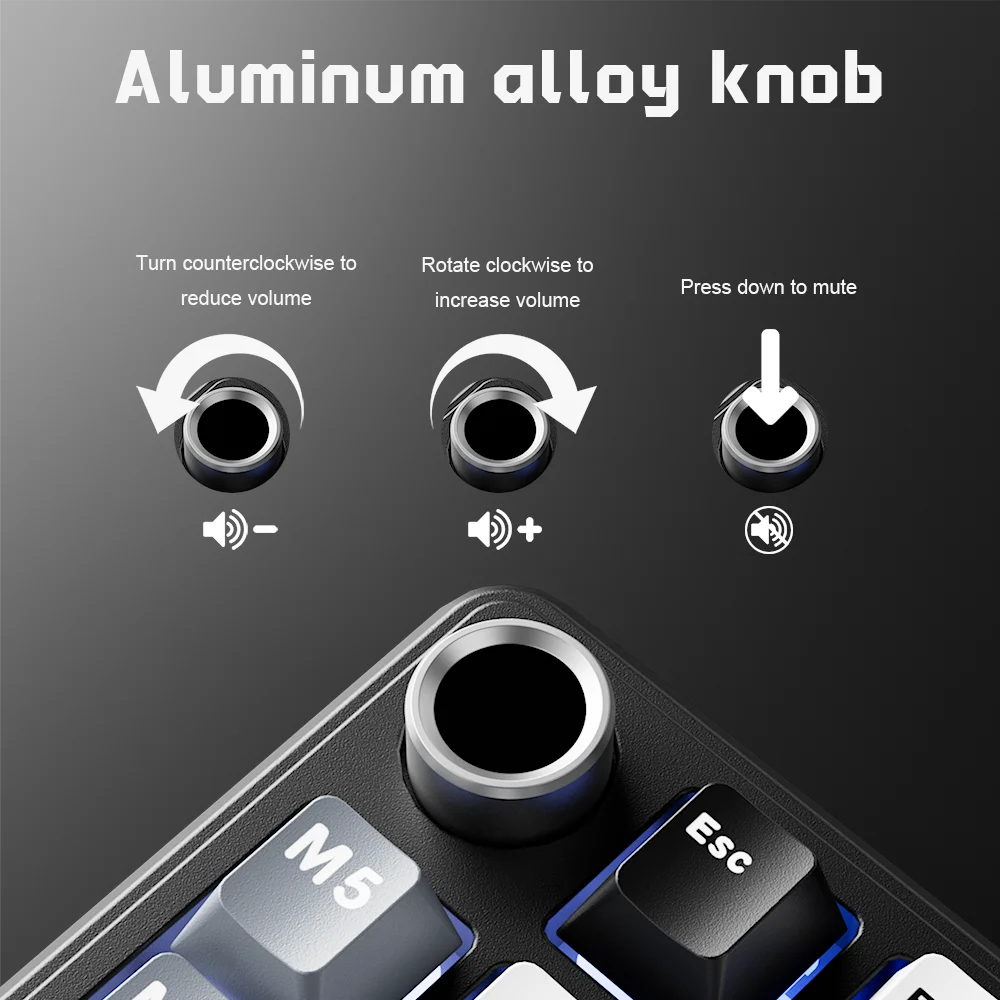 RK ROYAL KLUDGE L75 Teclado mecánico personalizable con cinco teclas de acceso directo, estructura de junta, retroiluminación RGB de tres modos, teclado para gamers