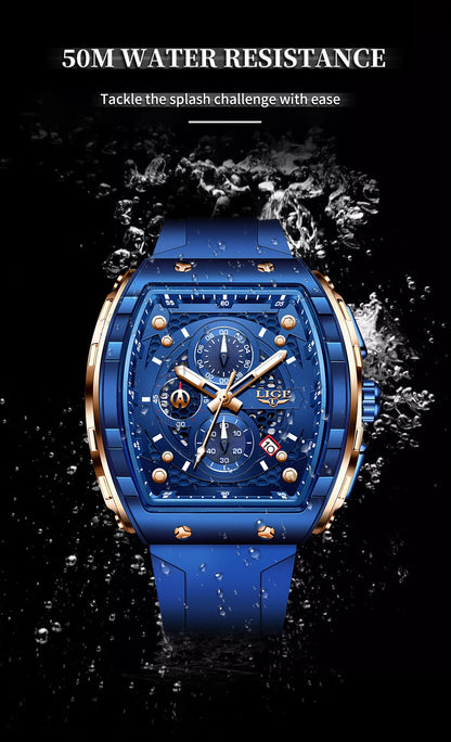 Relojes LIGE de primera marca para hombre, reloj de pulsera de cuarzo cuadrado de lujo, reloj cronógrafo luminoso resistente al agua para hombre, reloj con fecha