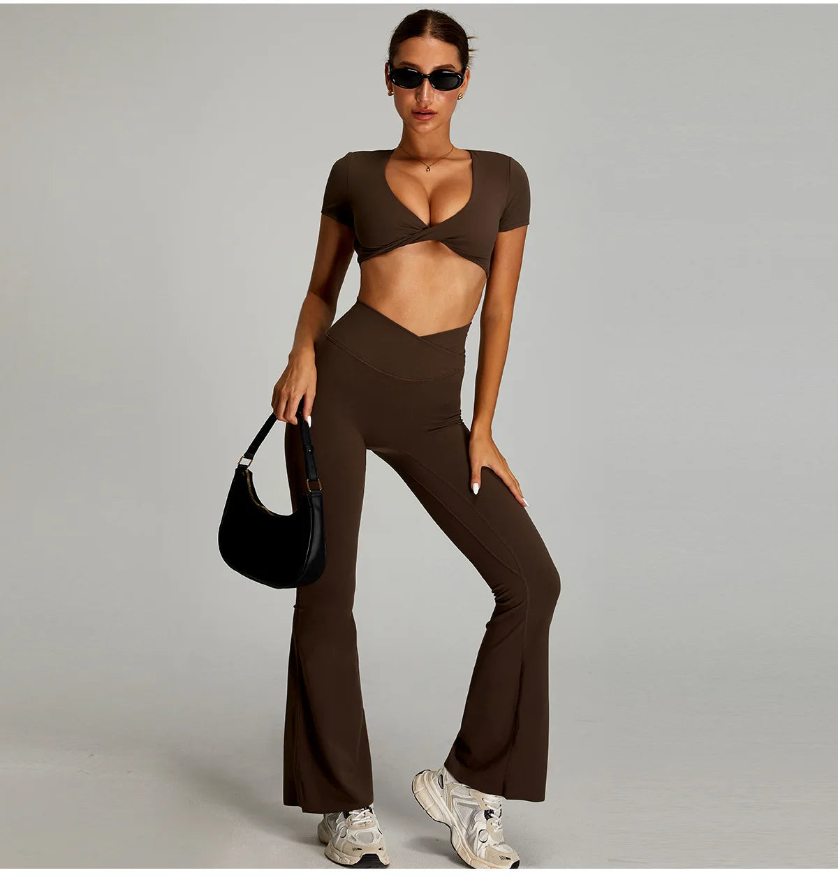 Conjunto deportivo de yoga para mujer mikeyoga, 2 piezas, secado rápido, ideal para gimnasio, correr y entrenar. Incluye ropa deportiva de manga corta para yoga.