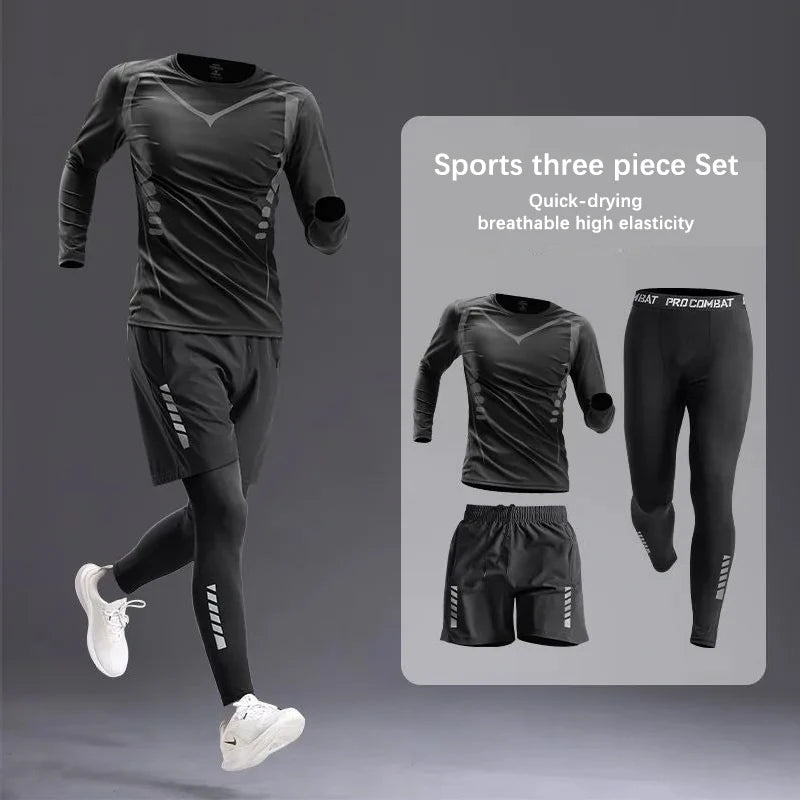Conjunto deportivo para hombre para todas las estaciones: chándal para correr, andar en bicicleta, hacer ejercicio y senderismo, ropa de gimnasio para hombre, trotar y boxear (5 piezas)
